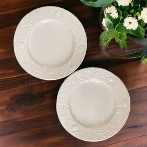 Mikasa English Countryside White Salad Dessert 8” Stoneware Plates Set of 2